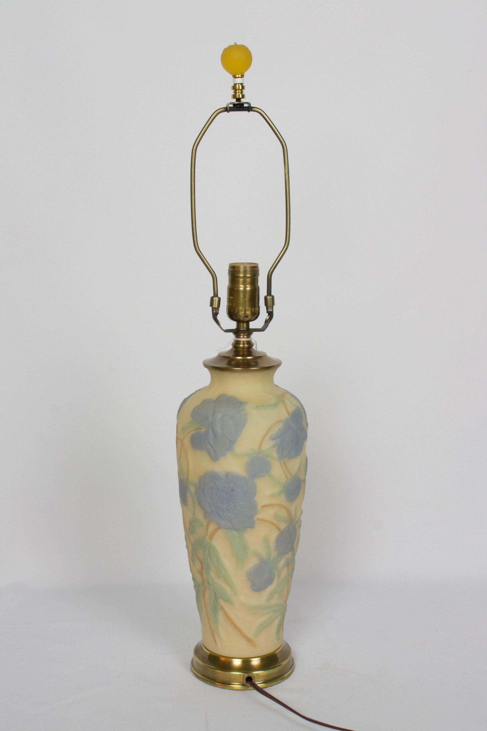 Phoenix Consolidated Glass Lamp with Blue Flowers Appleton Antique
